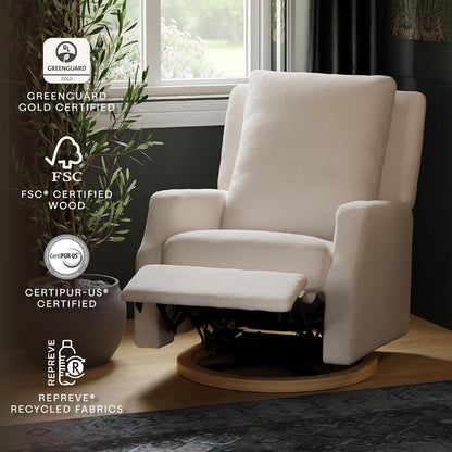 Crewe Nursery Glider Recliner w/ 270° Swivel, Tan Gingham