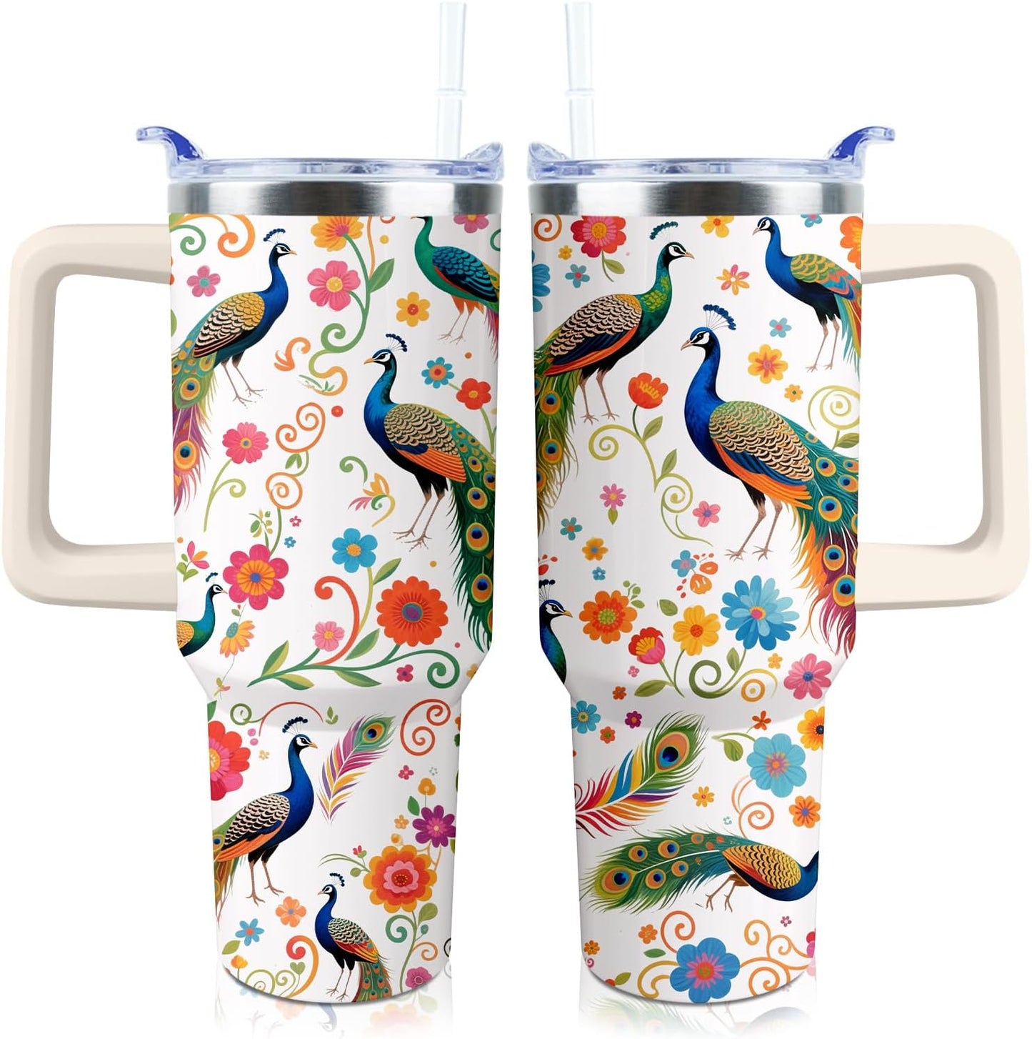 30 oz Tumbler with Handle Straw Lid Chicken Gifts for Women | Chicken Rooster Coffee Travel Mug Leak Proof Insulated for Hot Cold Ice Christmas Birthday Gifts for Women