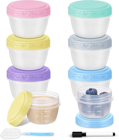 Small Food Containers with Lids, 12 Pack 4oz Plastic Food Storage Container for Salad Dressing Snack Puree, Reusable 1/2 Cup Freezer Storage Containers, Leak-Proof, Dishwasher & Microwave Safe