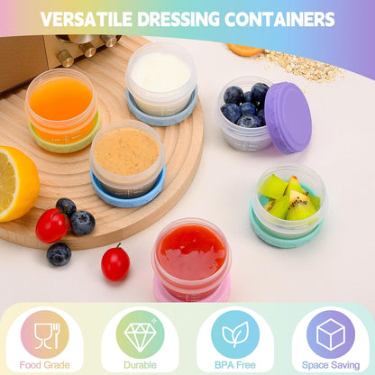 Small Food Containers with Lids, 12 Pack 4oz Plastic Food Storage Container for Salad Dressing Snack Puree, Reusable 1/2 Cup Freezer Storage Containers, Leak-Proof, Dishwasher & Microwave Safe