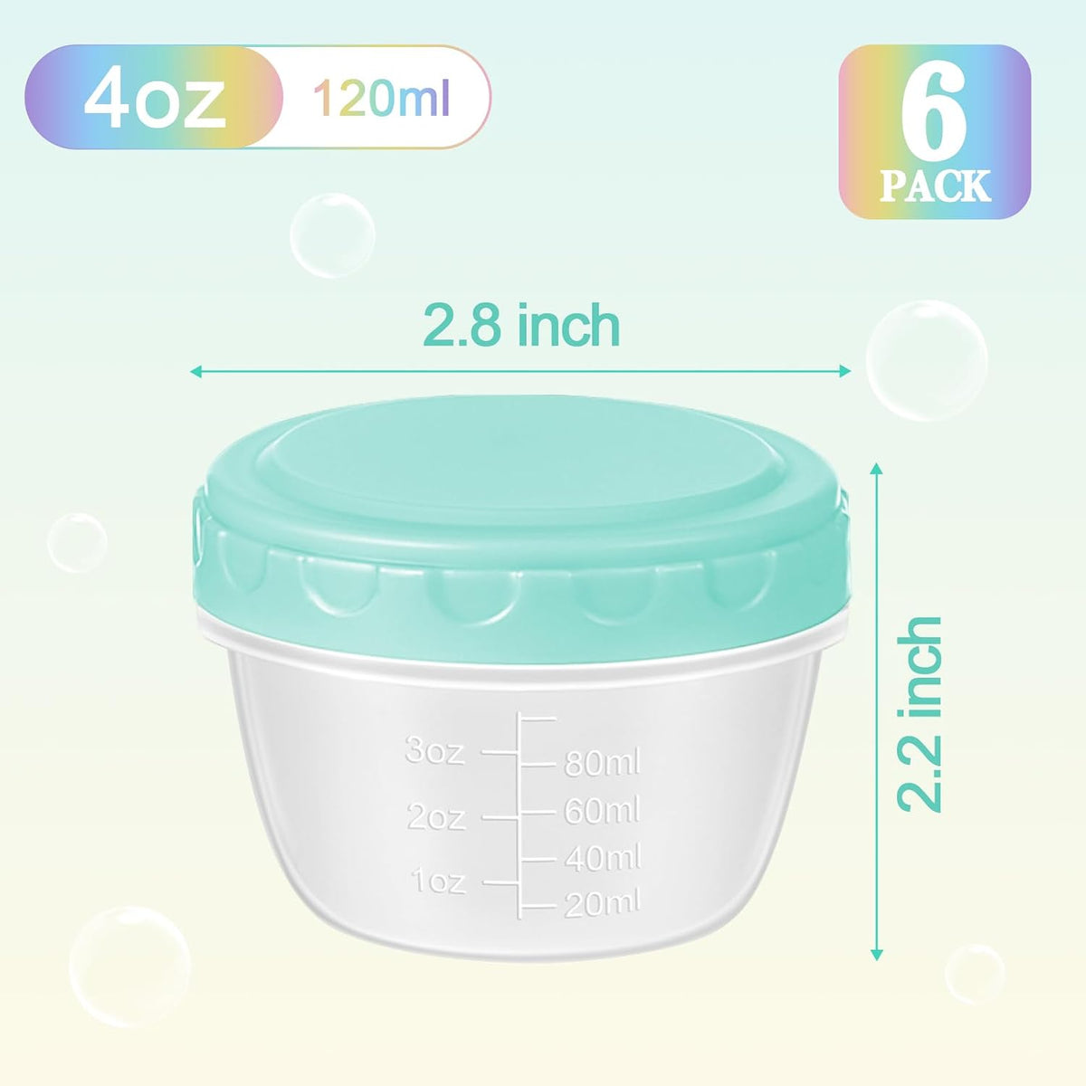 Small Food Containers with Lids, 12 Pack 4oz Plastic Food Storage Container for Salad Dressing Snack Puree, Reusable 1/2 Cup Freezer Storage Containers, Leak-Proof, Dishwasher & Microwave Safe