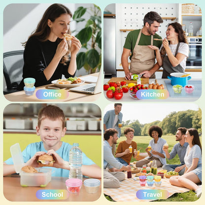 Small Food Containers with Lids, 12 Pack 4oz Plastic Food Storage Container for Salad Dressing Snack Puree, Reusable 1/2 Cup Freezer Storage Containers, Leak-Proof, Dishwasher & Microwave Safe