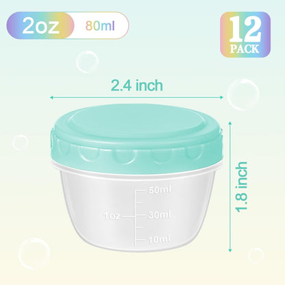 Small Food Containers with Lids, 12 Pack 4oz Plastic Food Storage Container for Salad Dressing Snack Puree, Reusable 1/2 Cup Freezer Storage Containers, Leak-Proof, Dishwasher & Microwave Safe