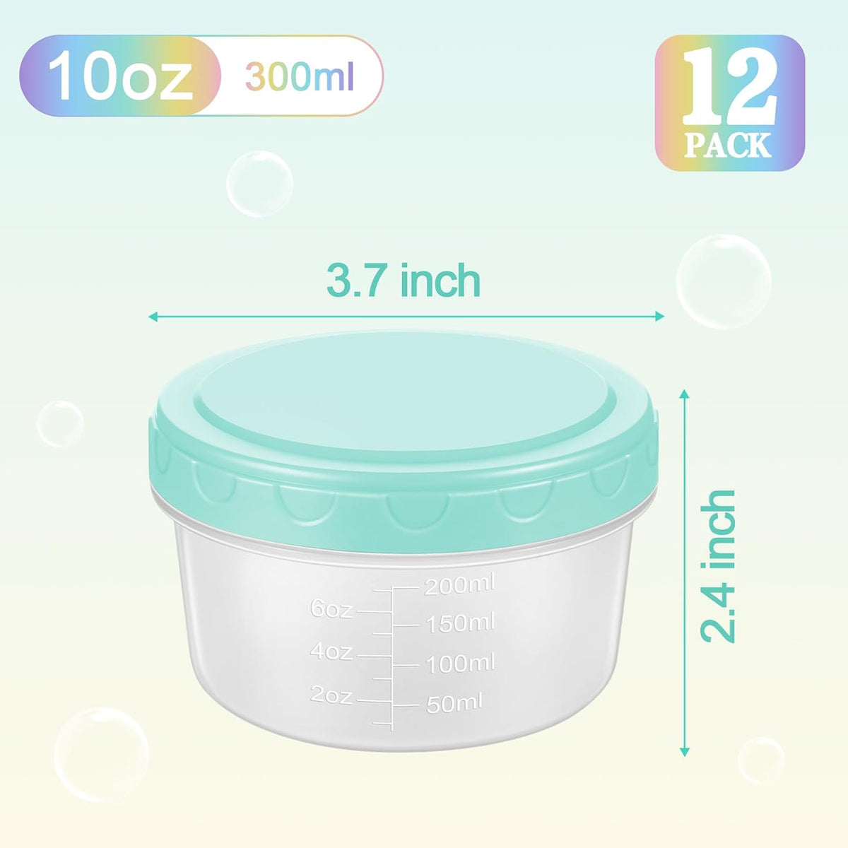 Small Food Containers with Lids, 12 Pack 4oz Plastic Food Storage Container for Salad Dressing Snack Puree, Reusable 1/2 Cup Freezer Storage Containers, Leak-Proof, Dishwasher & Microwave Safe