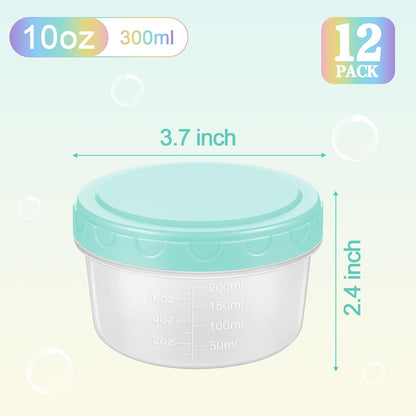 Small Food Containers with Lids, 12 Pack 4oz Plastic Food Storage Container for Salad Dressing Snack Puree, Reusable 1/2 Cup Freezer Storage Containers, Leak-Proof, Dishwasher & Microwave Safe