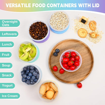Small Food Containers with Lids, 12 Pack 4oz Plastic Food Storage Container for Salad Dressing Snack Puree, Reusable 1/2 Cup Freezer Storage Containers, Leak-Proof, Dishwasher & Microwave Safe