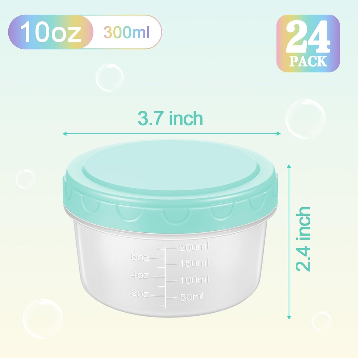 Small Food Containers with Lids, 12 Pack 4oz Plastic Food Storage Container for Salad Dressing Snack Puree, Reusable 1/2 Cup Freezer Storage Containers, Leak-Proof, Dishwasher & Microwave Safe