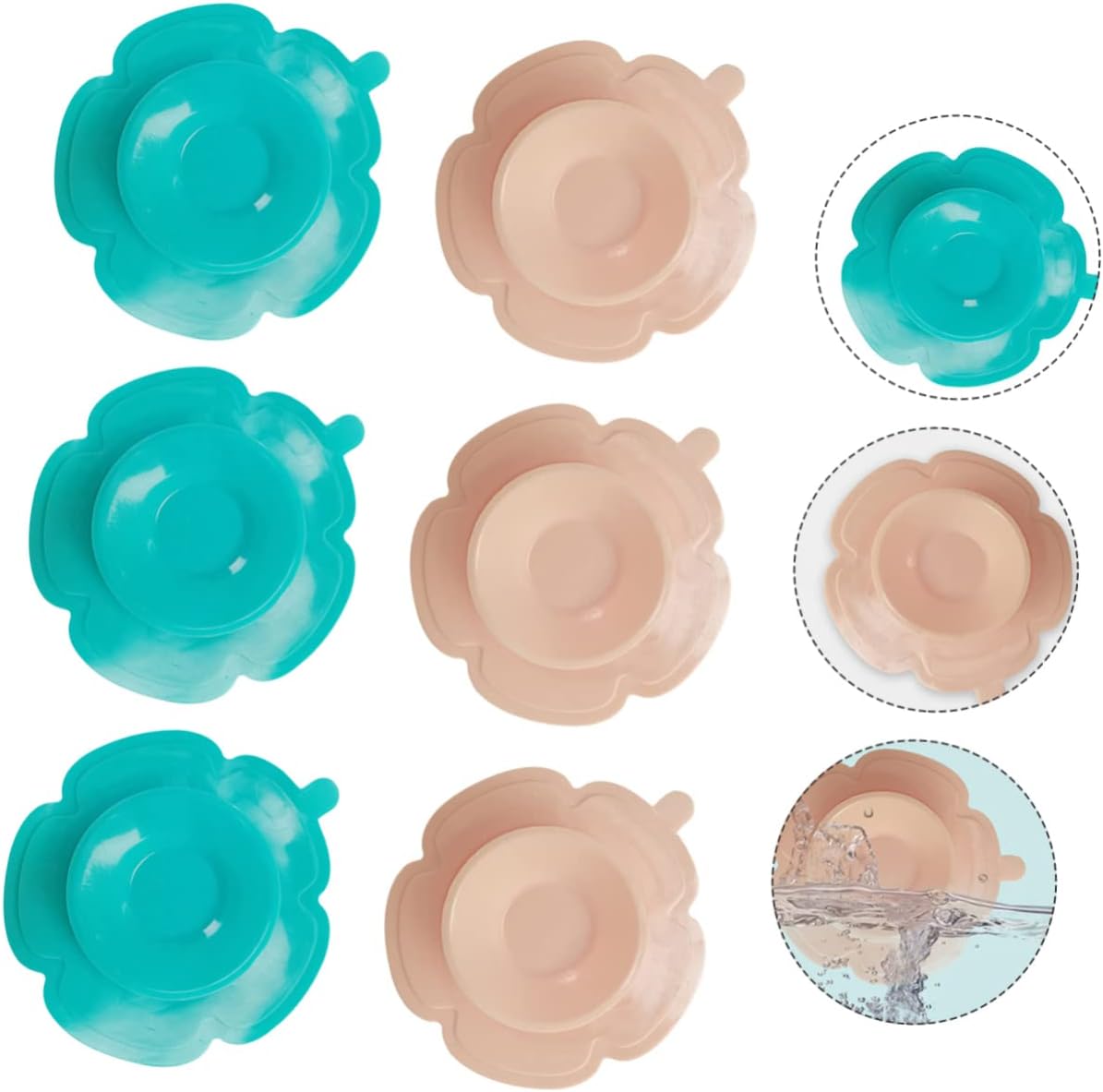 6Pcs Silicone Suction Plates for Kids Non-Slip Baby Feeding Mat Strong Suction Dishwasher Safe for Toddlers and Children