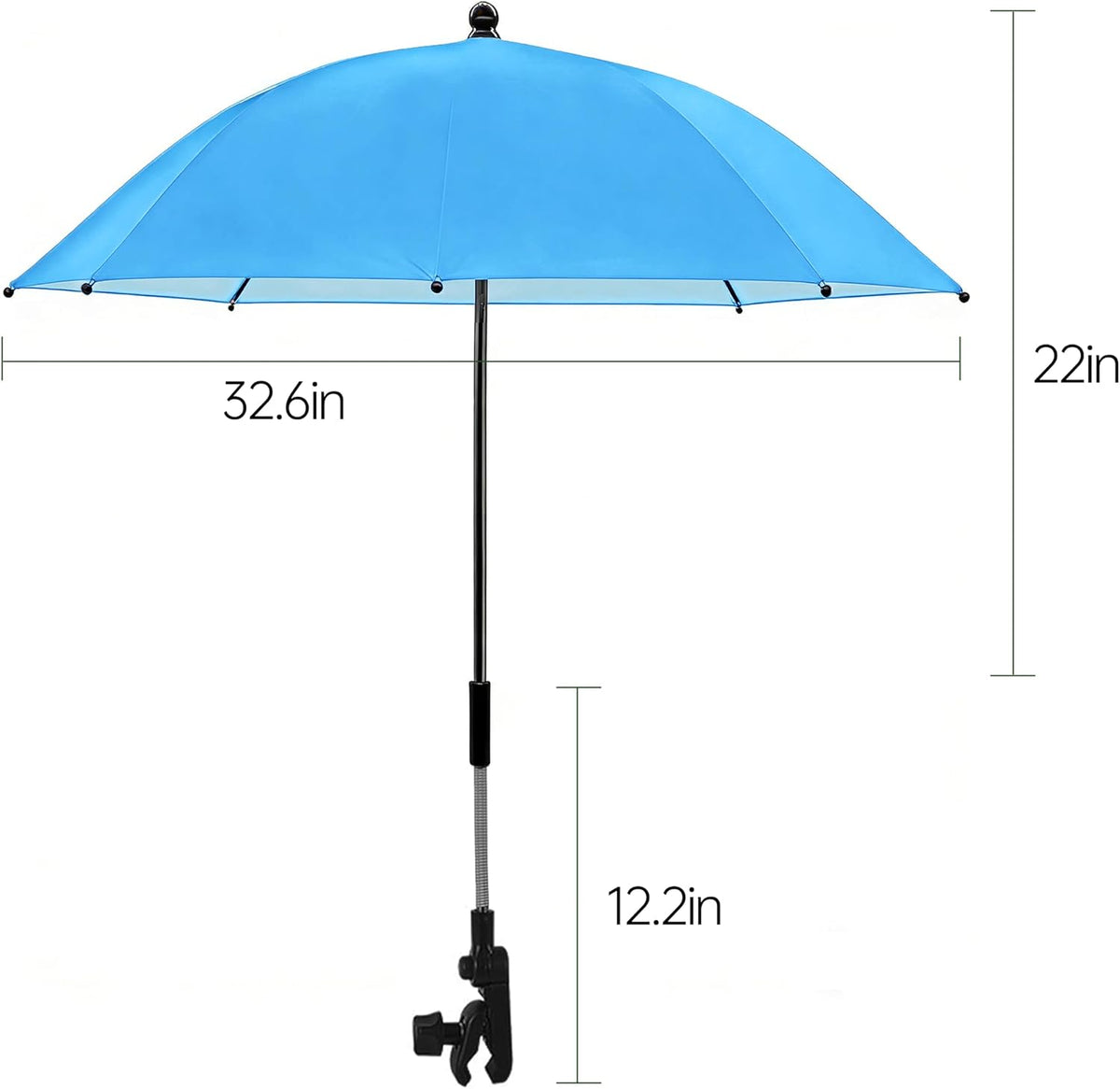 Universal Baby Stroller Umbrella Bicycle Umbrella 210T Water-resistant Polyester 360° Adjustable Shade