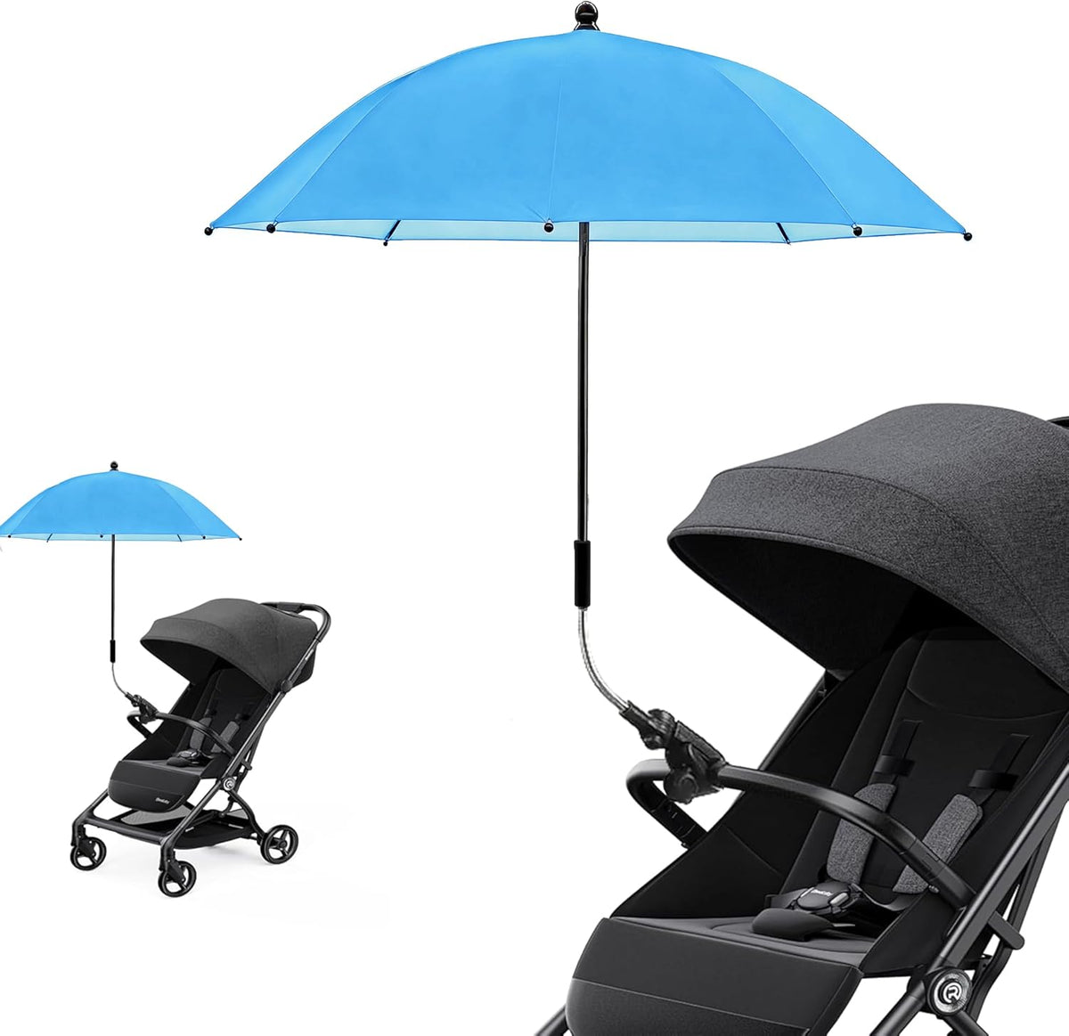 Universal Baby Stroller Umbrella Bicycle Umbrella 210T Water-resistant Polyester 360° Adjustable Shade