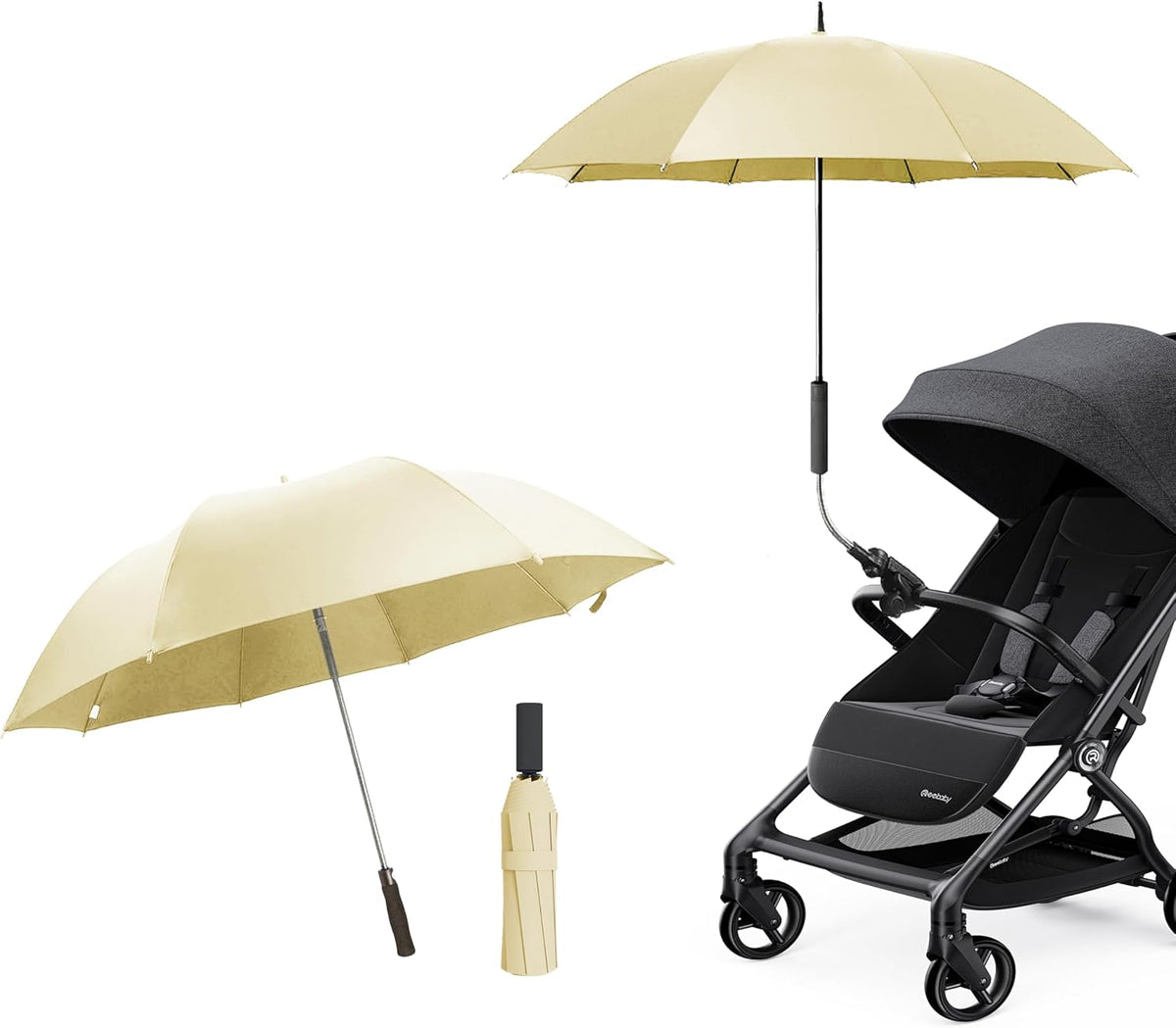 Universal Baby Stroller Umbrella Bicycle Umbrella 210T Water-resistant Polyester 360° Adjustable Shade