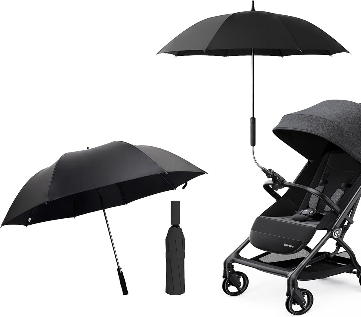 Universal Baby Stroller Umbrella Bicycle Umbrella 210T Water-resistant Polyester 360° Adjustable Shade