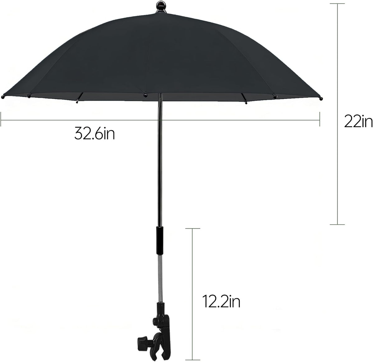 Universal Baby Stroller Umbrella Bicycle Umbrella 210T Water-resistant Polyester 360° Adjustable Shade