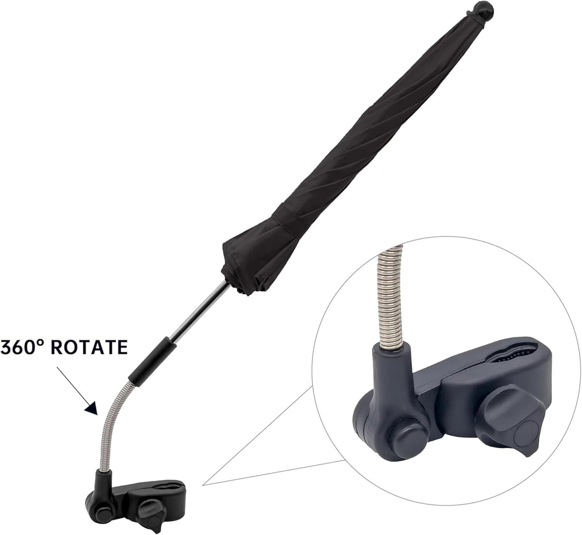Universal Baby Stroller Umbrella Bicycle Umbrella 210T Water-resistant Polyester 360° Adjustable Shade