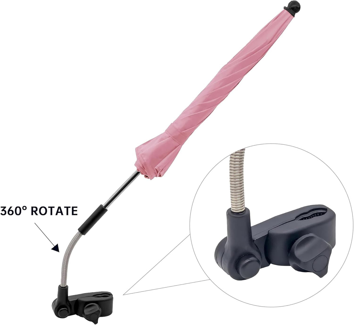 Universal Baby Stroller Umbrella Bicycle Umbrella 210T Water-resistant Polyester 360° Adjustable Shade