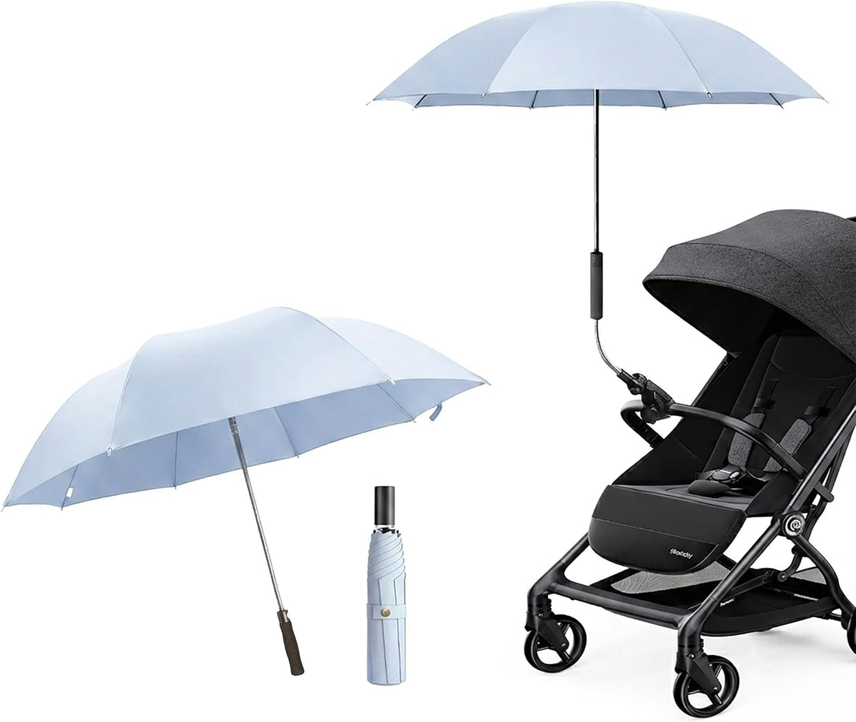 Universal Baby Stroller Umbrella Bicycle Umbrella 210T Water-resistant Polyester 360° Adjustable Shade