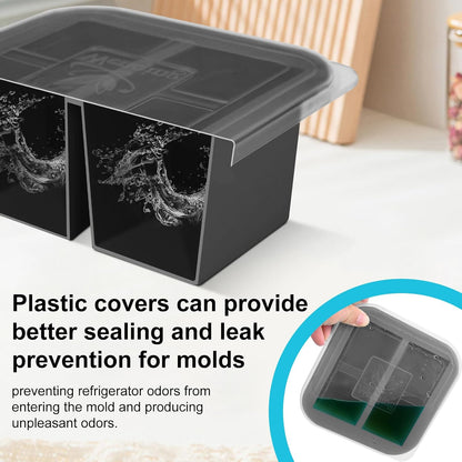 Silicone Freezer Tray with Lid 2 Pack Silicone Freezer Molds Ice Cube Tray Makes 2 Perfect 2 Cup Portions Soup Cubes Meal Prep Containers- Oven & Dishwasher Safe