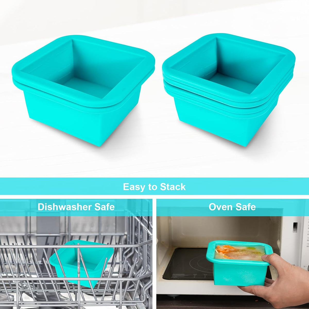 Silicone Freezer Tray with Lid 2 Pack Silicone Freezer Molds Ice Cube Tray Makes 2 Perfect 2 Cup Portions Soup Cubes Meal Prep Containers- Oven & Dishwasher Safe