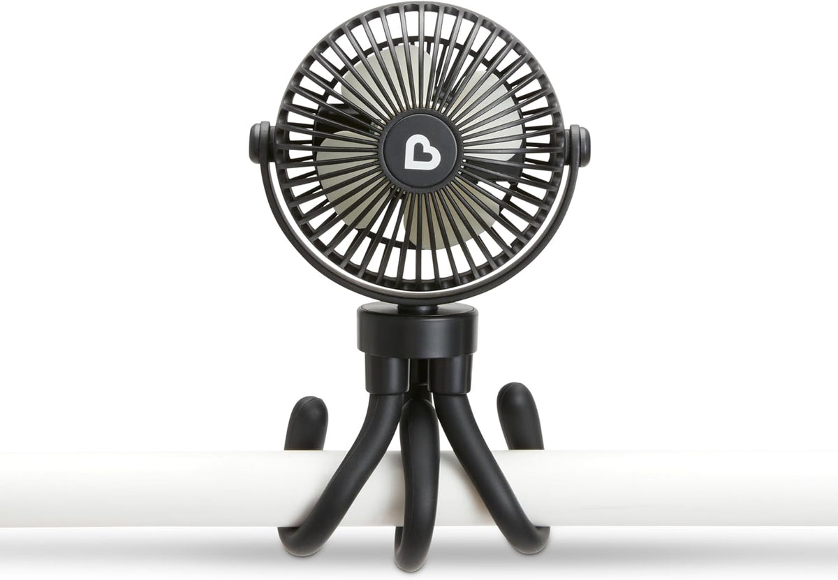 Stroller Fan, 4 Speed, Black with Multicolored LED Lights