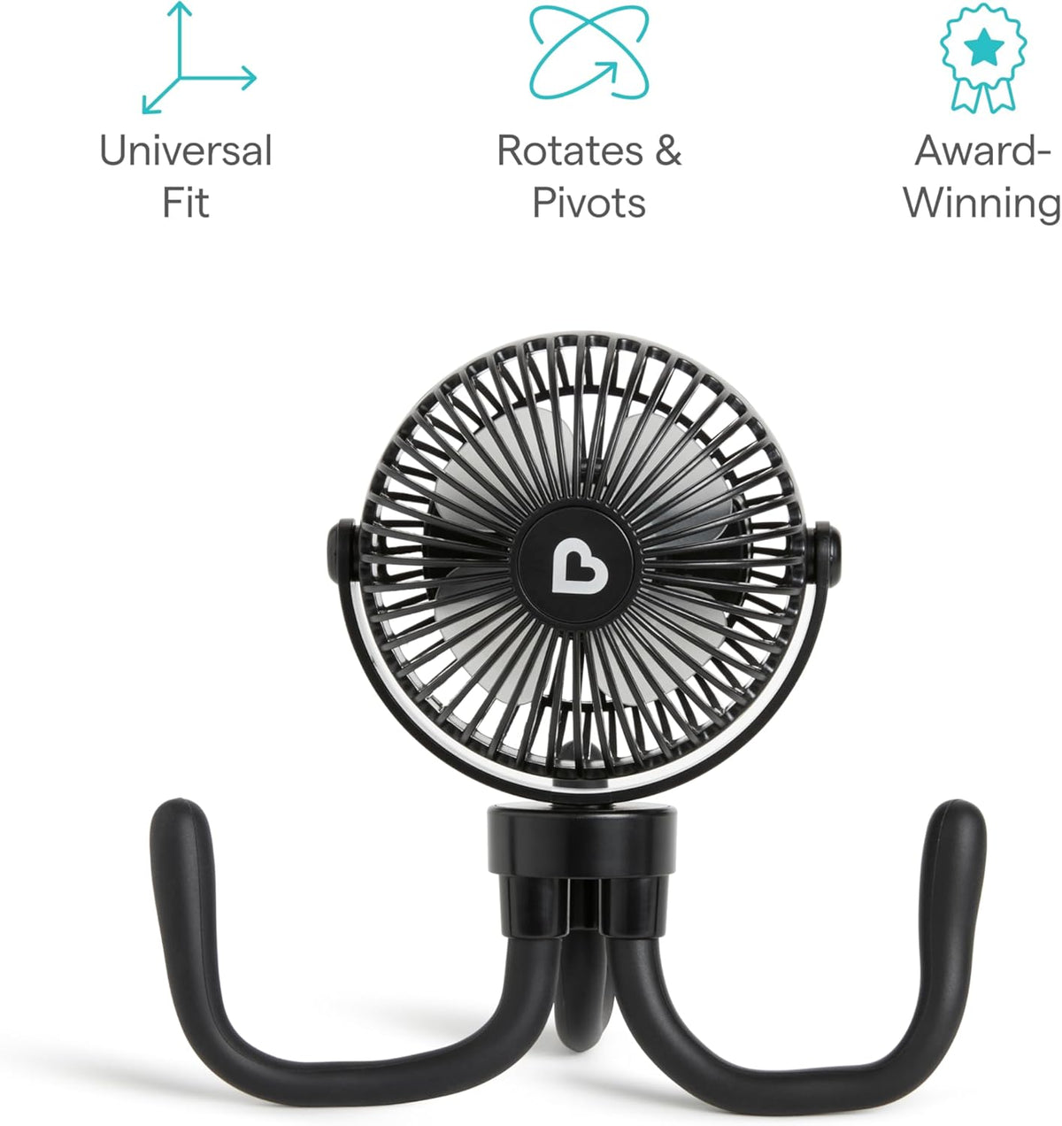 Stroller Fan, 4 Speed, Black with Multicolored LED Lights