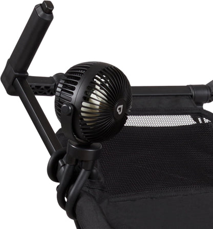 Stroller Fan, 4 Speed, Black with Multicolored LED Lights