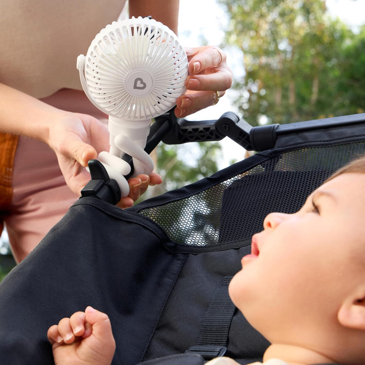 Stroller Fan, 4 Speed, Black with Multicolored LED Lights