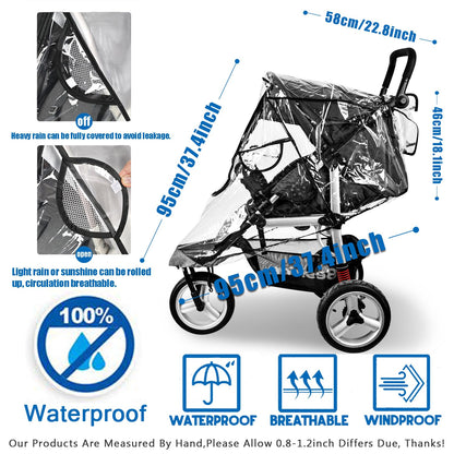 Stroller Rain Cover,Universal Stroller Accessory,Windproof Protection,Clear