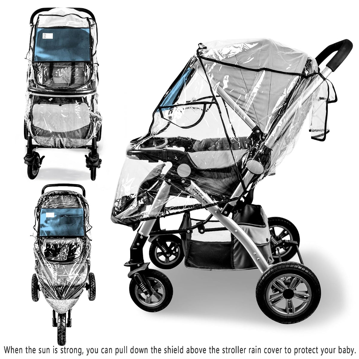 Stroller Rain Cover,Universal Stroller Accessory,Windproof Protection,Clear
