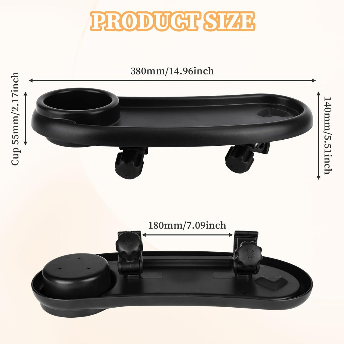 Universal Stroller Snack Tray Compatible with Mockingbird and Most Others Adjustable Universal Snack Tray for Stroller with Cup Holder and Phone Holder Detachable Enlarged Thickened Accessories Black