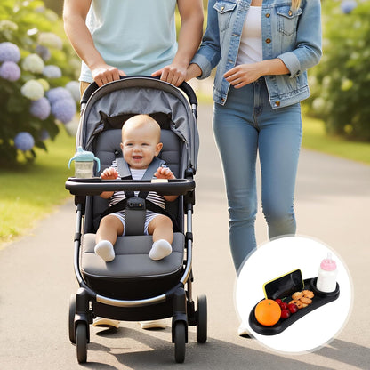 Universal Stroller Snack Tray Compatible with Mockingbird and Most Others Adjustable Universal Snack Tray for Stroller with Cup Holder and Phone Holder Detachable Enlarged Thickened Accessories Black