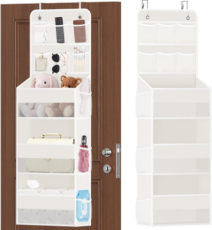 5-Tier Over the Door Organizer with Mesh Pockets, Dark Grey