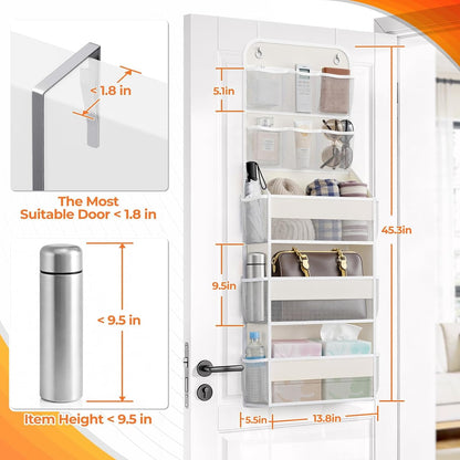 5-Tier Over the Door Organizer with Mesh Pockets, Dark Grey