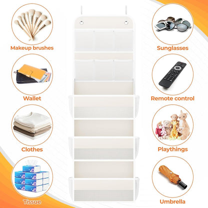 5-Tier Over the Door Organizer with Mesh Pockets, Dark Grey