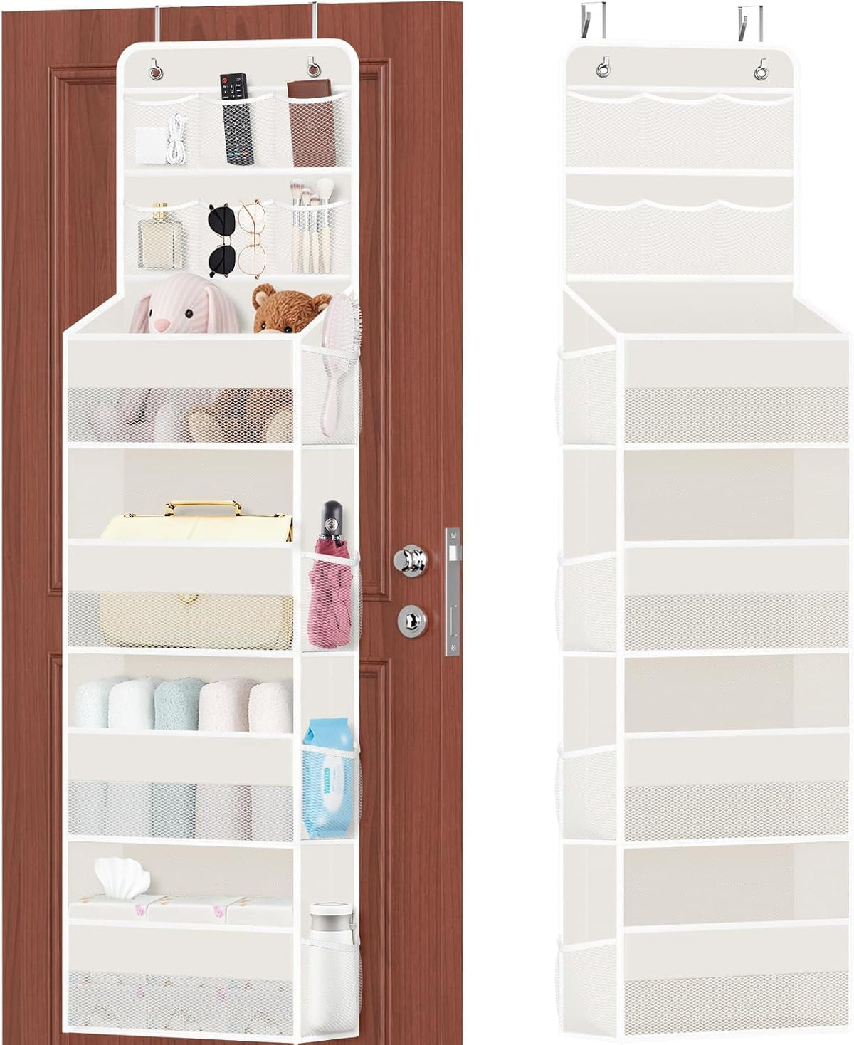 5-Tier Over the Door Organizer with Mesh Pockets, Dark Grey