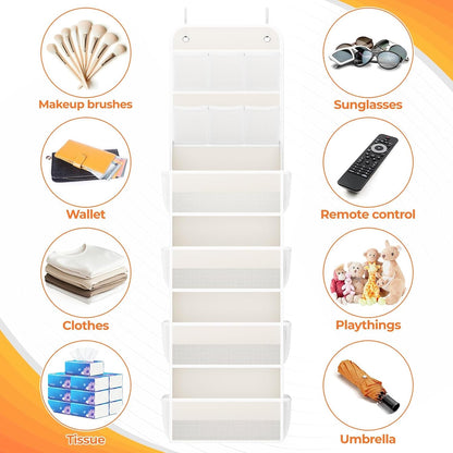 5-Tier Over the Door Organizer with Mesh Pockets, Dark Grey