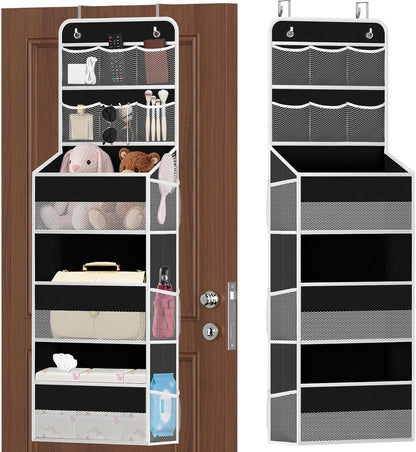 5-Tier Over the Door Organizer with Mesh Pockets, Dark Grey