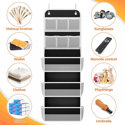 5-Tier Over the Door Organizer with Mesh Pockets, Dark Grey