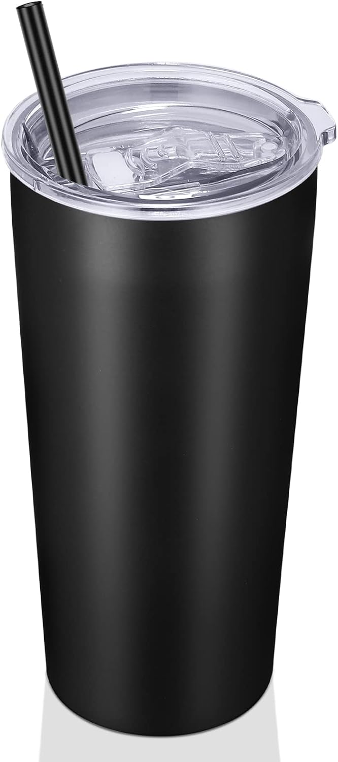 20oz Tumbler Bulk with Lid and Straw 6 Pack, Stainless Steel Vacuum Insulated Tumbler, Double Wall Coffee Cup Travel Mug, White
