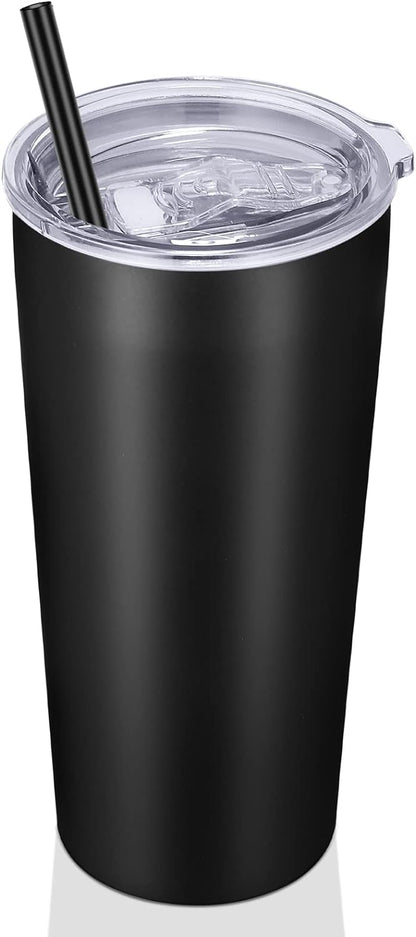 20oz Tumbler Bulk with Lid and Straw 6 Pack, Stainless Steel Vacuum Insulated Tumbler, Double Wall Coffee Cup Travel Mug, White