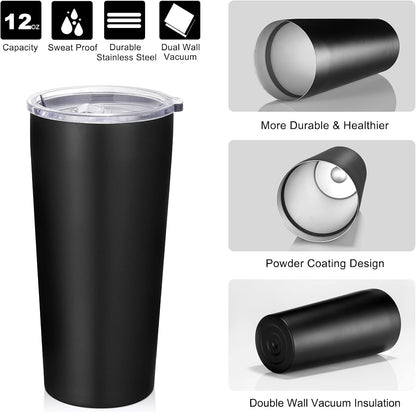20oz Tumbler Bulk with Lid and Straw 6 Pack, Stainless Steel Vacuum Insulated Tumbler, Double Wall Coffee Cup Travel Mug, White