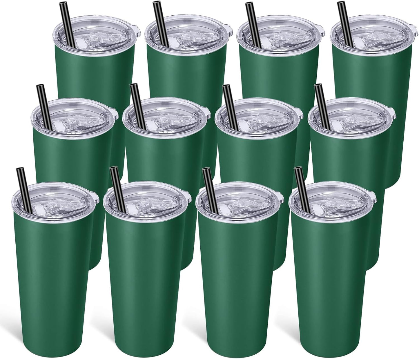 20oz Tumbler Bulk with Lid and Straw 6 Pack, Stainless Steel Vacuum Insulated Tumbler, Double Wall Coffee Cup Travel Mug, White