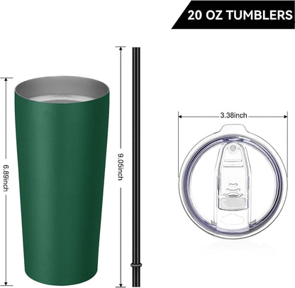 20oz Tumbler Bulk with Lid and Straw 6 Pack, Stainless Steel Vacuum Insulated Tumbler, Double Wall Coffee Cup Travel Mug, White