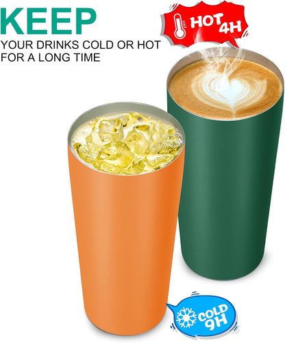 20oz Tumbler Bulk with Lid and Straw 6 Pack, Stainless Steel Vacuum Insulated Tumbler, Double Wall Coffee Cup Travel Mug, White