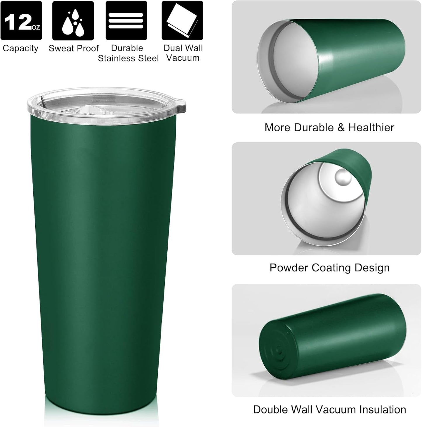 20oz Tumbler Bulk with Lid and Straw 6 Pack, Stainless Steel Vacuum Insulated Tumbler, Double Wall Coffee Cup Travel Mug, White