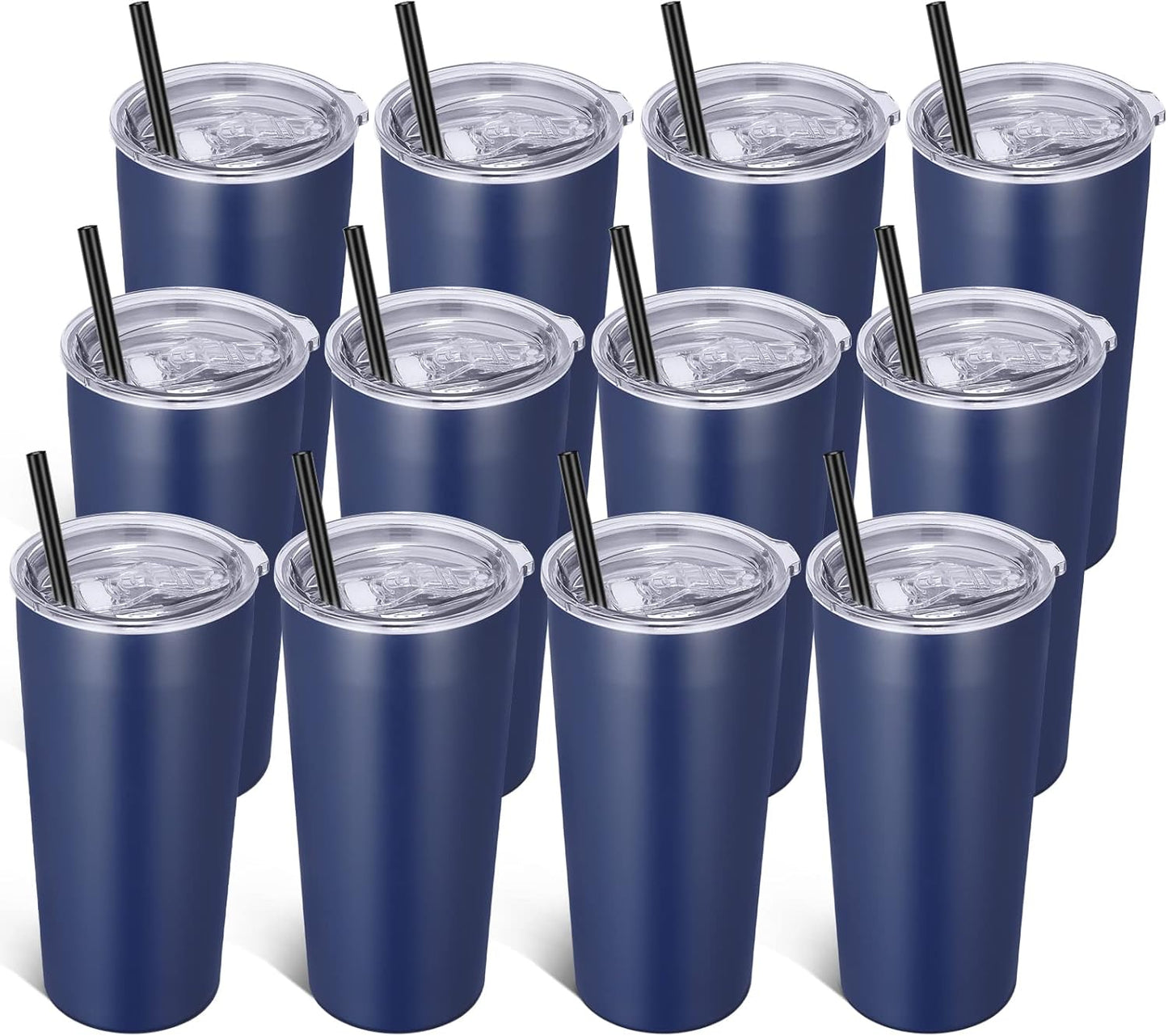 20oz Tumbler Bulk with Lid and Straw 6 Pack, Stainless Steel Vacuum Insulated Tumbler, Double Wall Coffee Cup Travel Mug, White