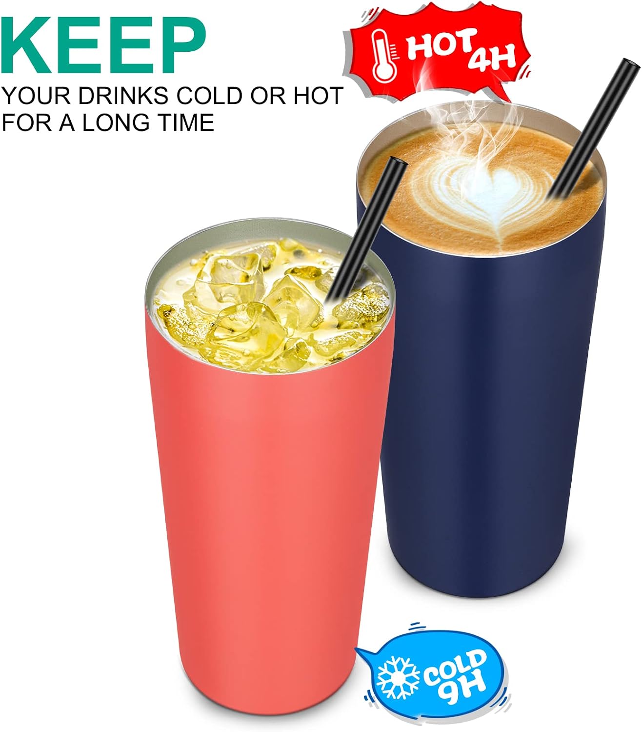 20oz Tumbler Bulk with Lid and Straw 6 Pack, Stainless Steel Vacuum Insulated Tumbler, Double Wall Coffee Cup Travel Mug, White