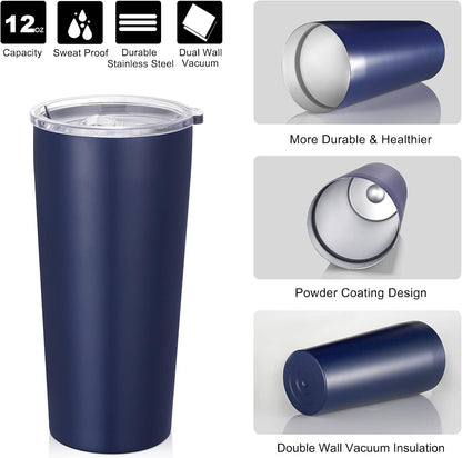 20oz Tumbler Bulk with Lid and Straw 6 Pack, Stainless Steel Vacuum Insulated Tumbler, Double Wall Coffee Cup Travel Mug, White
