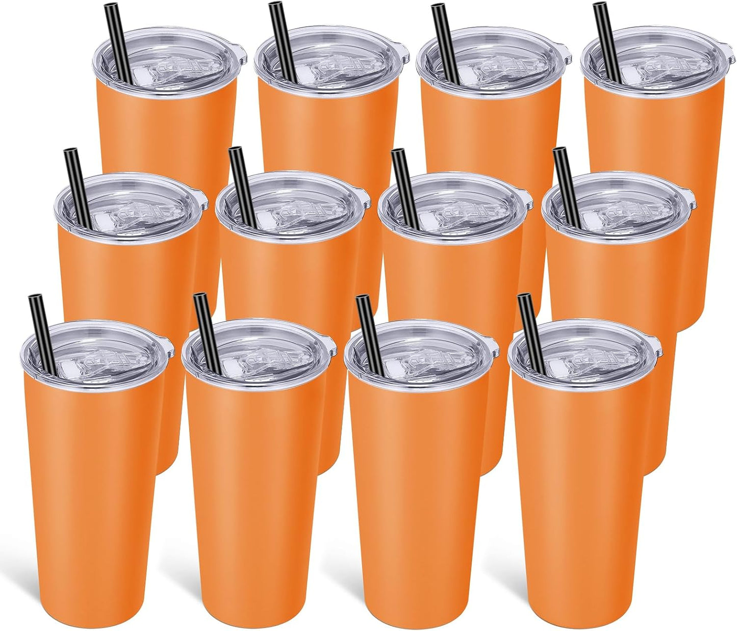 20oz Tumbler Bulk with Lid and Straw 6 Pack, Stainless Steel Vacuum Insulated Tumbler, Double Wall Coffee Cup Travel Mug, White