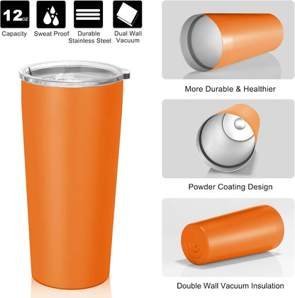 20oz Tumbler Bulk with Lid and Straw 6 Pack, Stainless Steel Vacuum Insulated Tumbler, Double Wall Coffee Cup Travel Mug, White