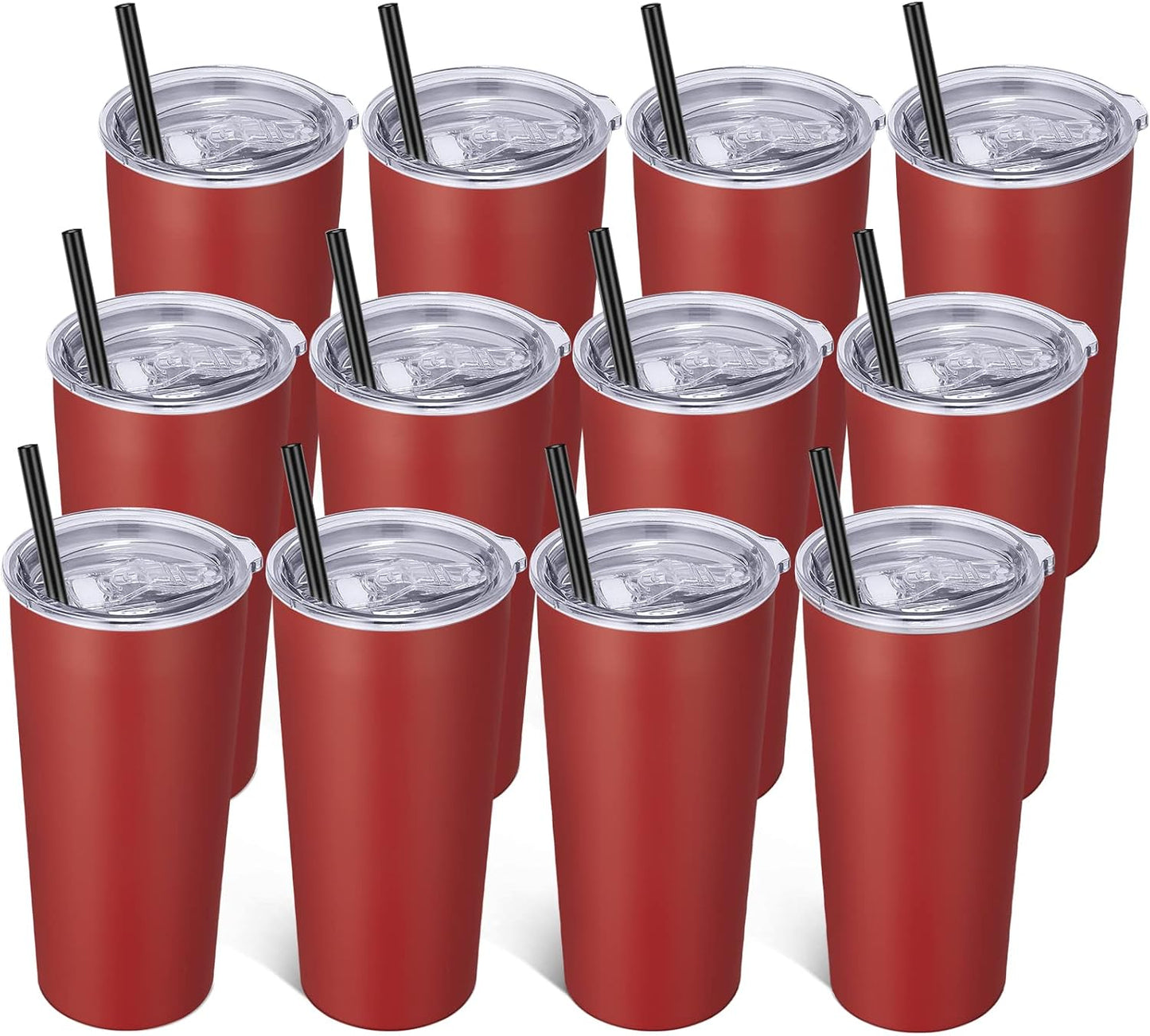 20oz Tumbler Bulk with Lid and Straw 6 Pack, Stainless Steel Vacuum Insulated Tumbler, Double Wall Coffee Cup Travel Mug, White